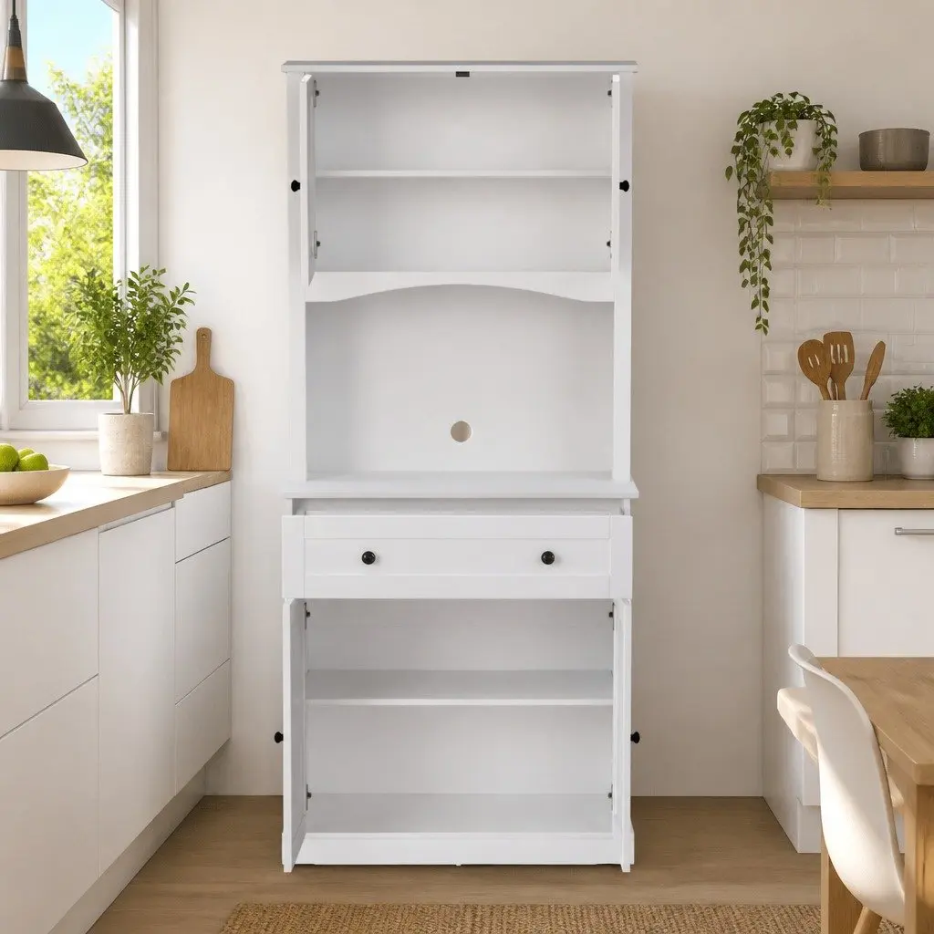 White 180cm High Buffet Sideboard Cabinet