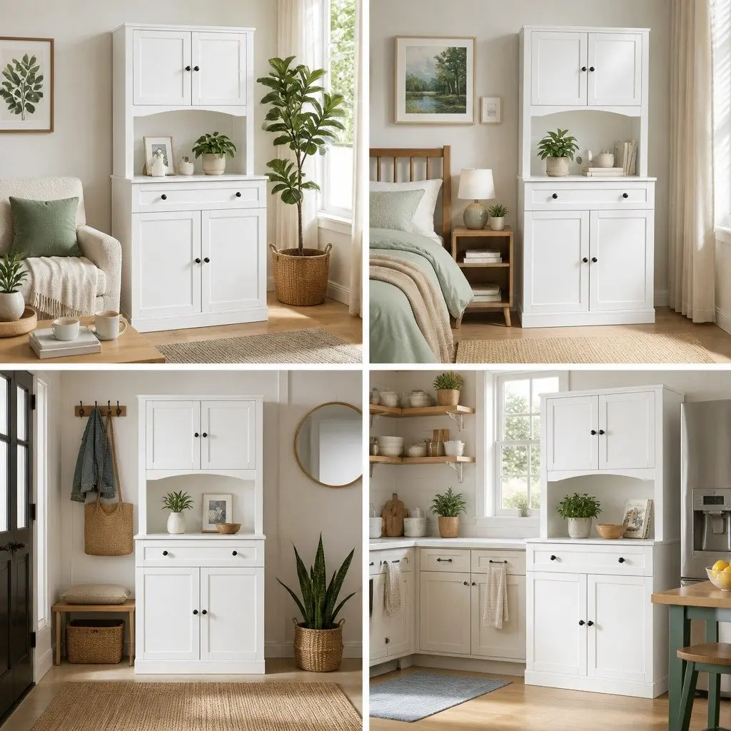 White 180cm High Buffet Sideboard Cabinet