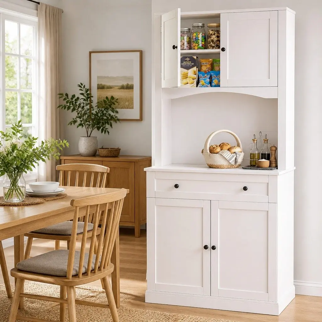 White 180cm High Buffet Sideboard Cabinet