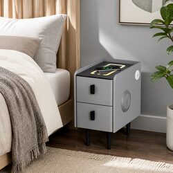 Stylish Smart Bedside Table with Bluetooth Speaker & Charging