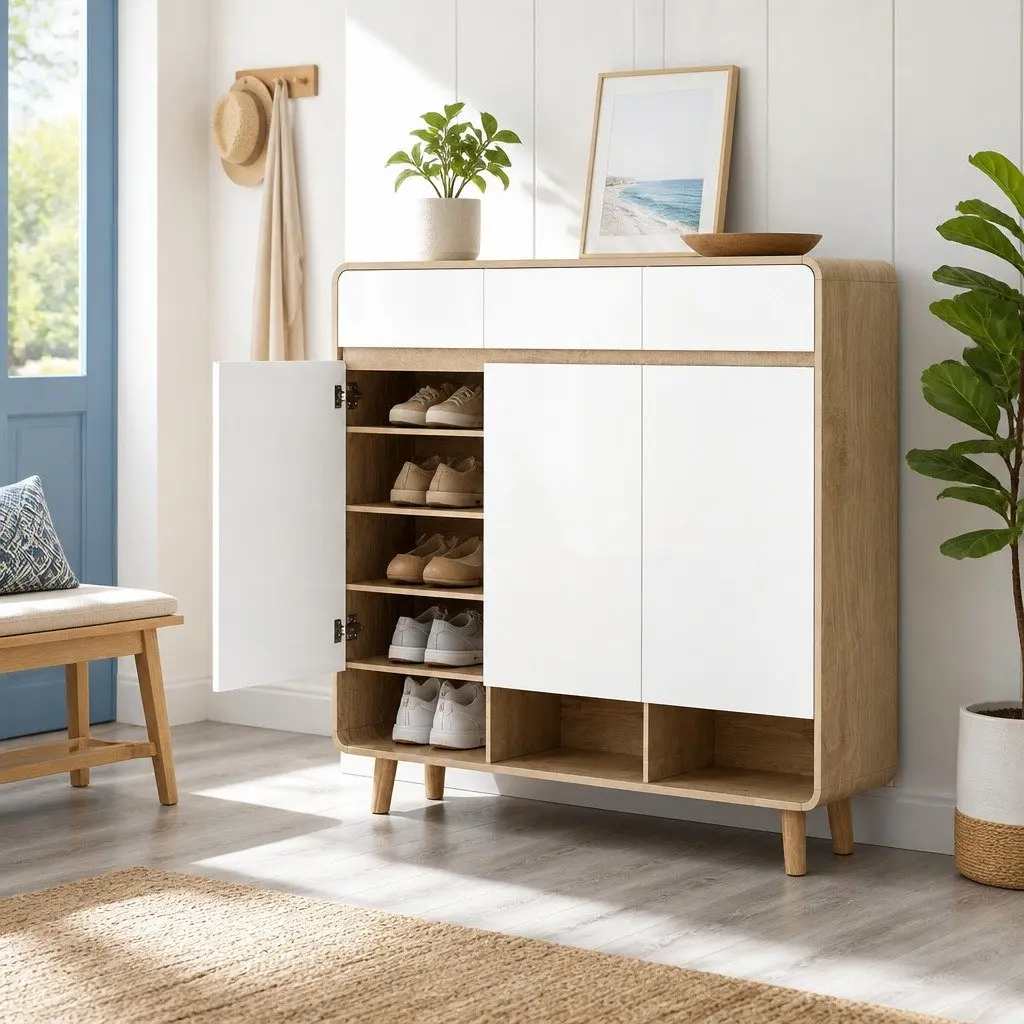 5 Tier Shoe Rack Cabinet with 3 Drawers