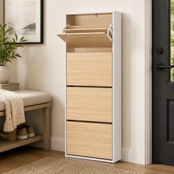 Premium Shoe Rack Cabinet for 24 Pairs with 4 Drawers