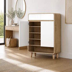 Durable Shoe Rack Cabinet with Drawers - 20 Pair Capacity