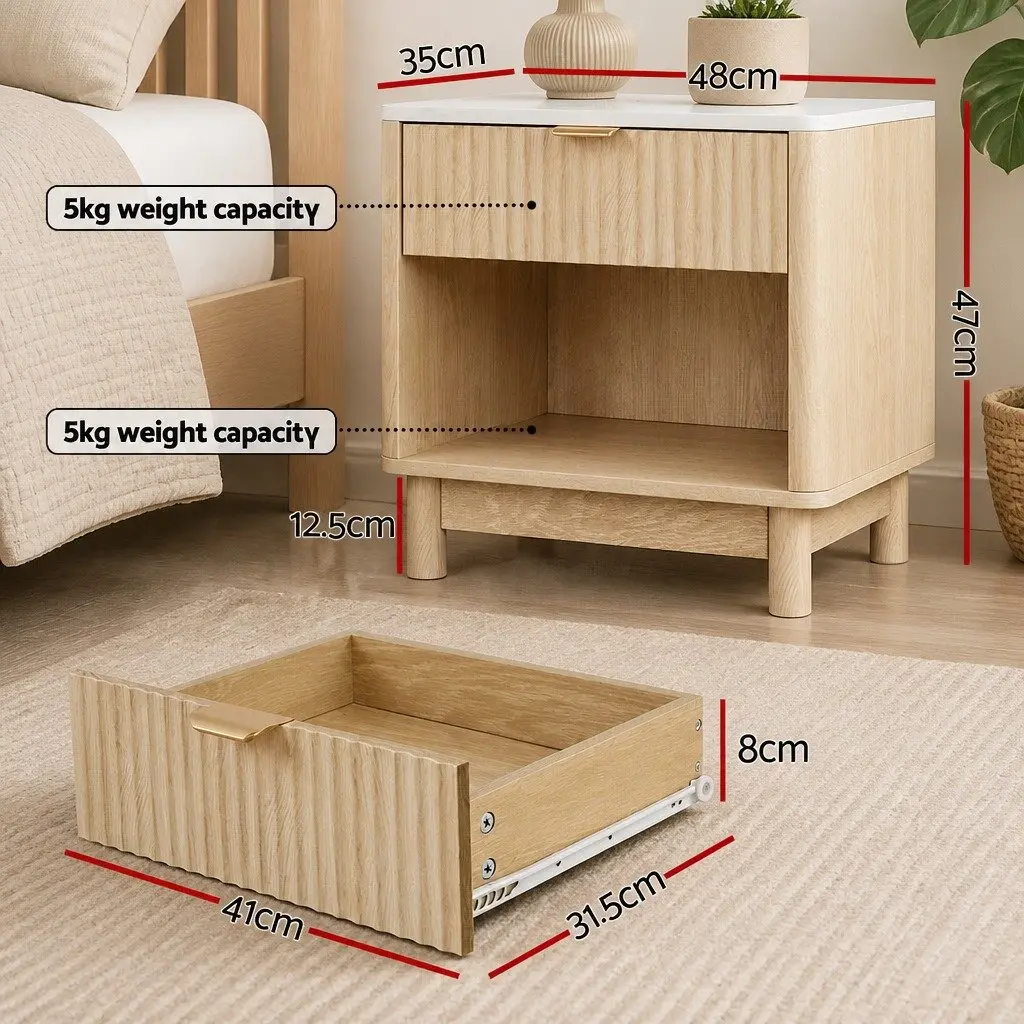 Bedside Table Nightstand with 1 Drawer & Open Shelf