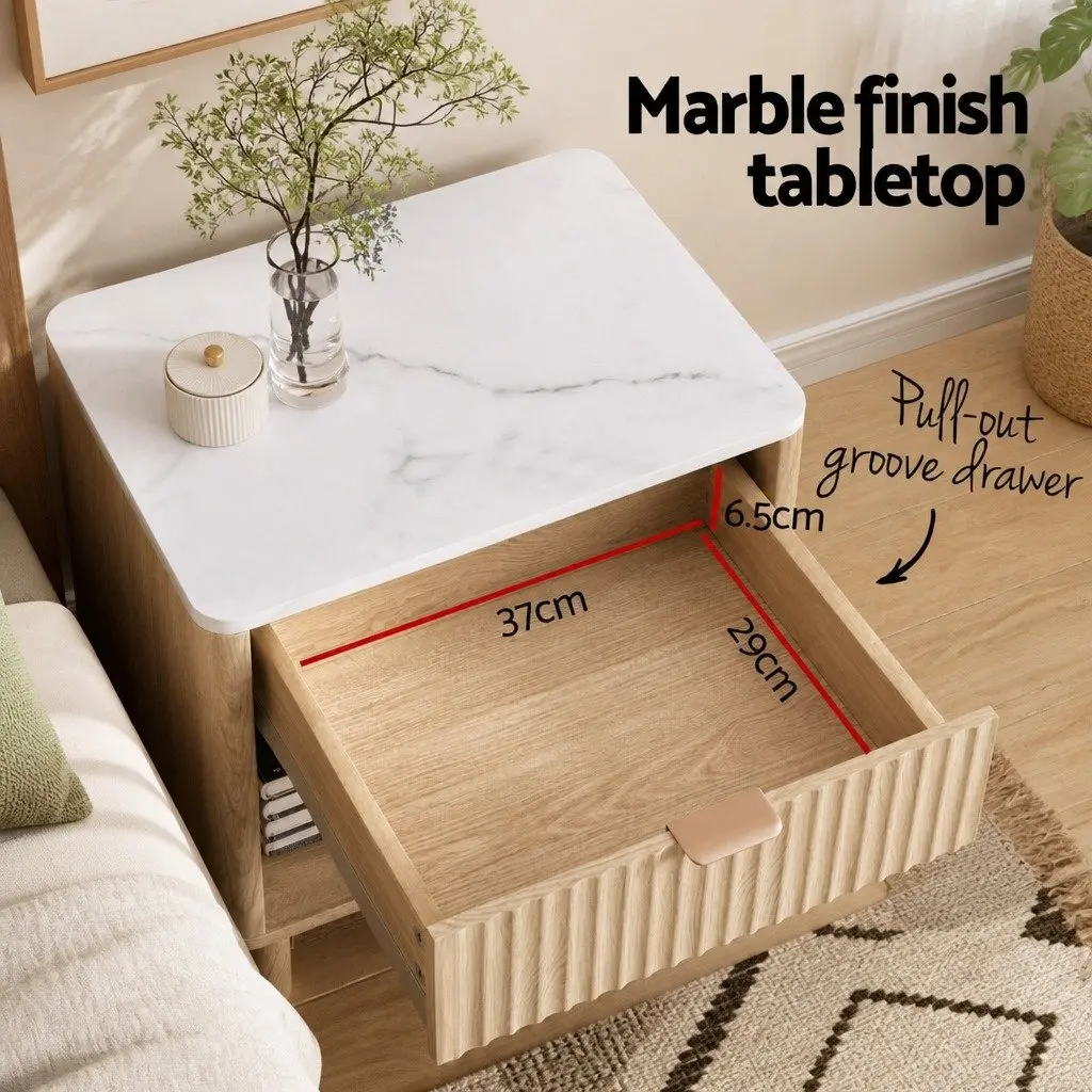 Bedside Table Nightstand with 1 Drawer & Open Shelf