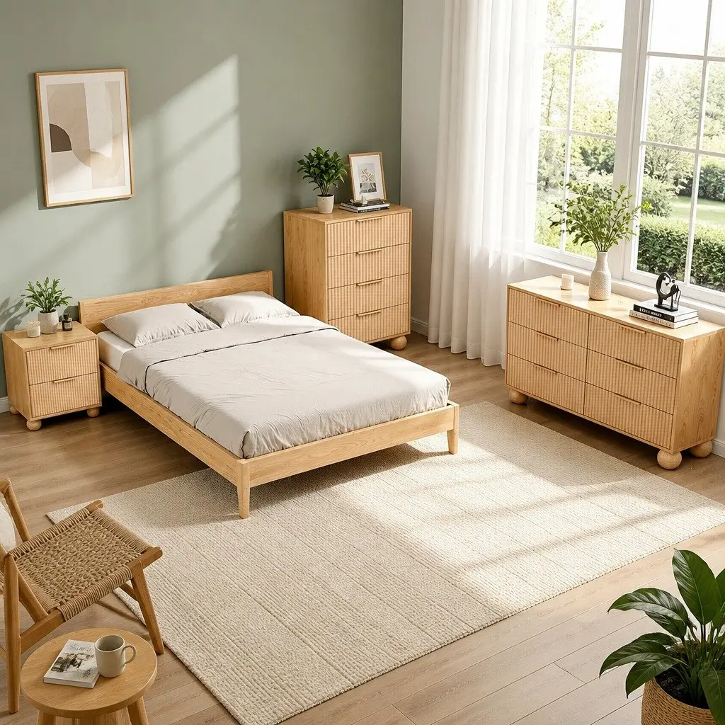 4 Drawer Chest of Drawers Dresser Storage Cabinet Pine 60W x 40D x 90H cm