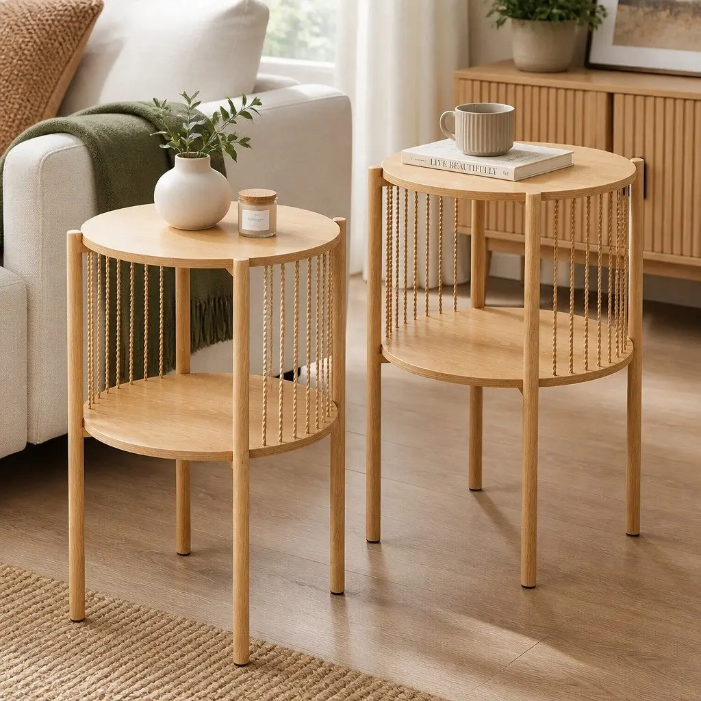 2-Tier Round End Tables for Living Room