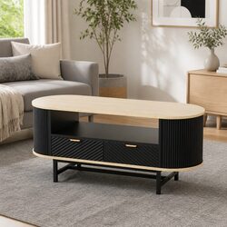Stylish Coffee Table with Storage Drawers and Shelf
