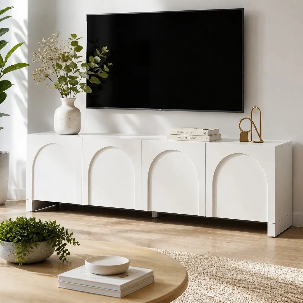 180cm White Storage Cabinet for Entertainment