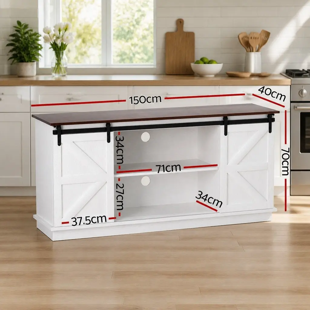 Buffet Sideboard Storage Cabinet MDF Pinewood 150cm White