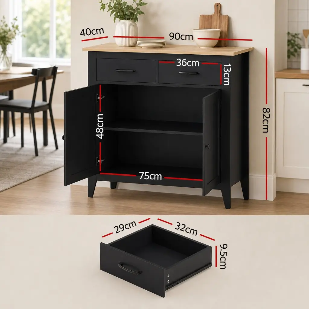 90cm Buffet Sideboard Cabinet with 2 Drawers