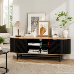 Stylish Black Pine TV Storage Unit for Media and Decor