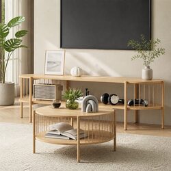 Stylish Pine TV Unit and Coffee Table Set for Living Rooms