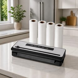 Food Vacuum Sealer Machine with Built-in Cutter 4 Bag Rolls Touch Control