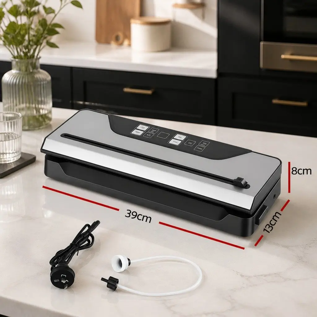 Food Vacuum Sealer Machine Engineering Plastic Metal 39cm Black