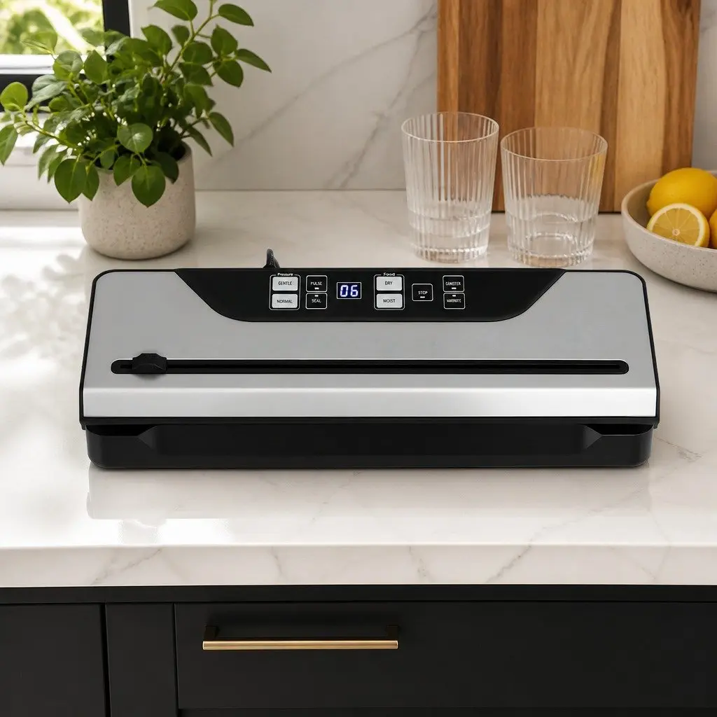 Food Vacuum Sealer Machine Engineering Plastic Metal 39cm Black