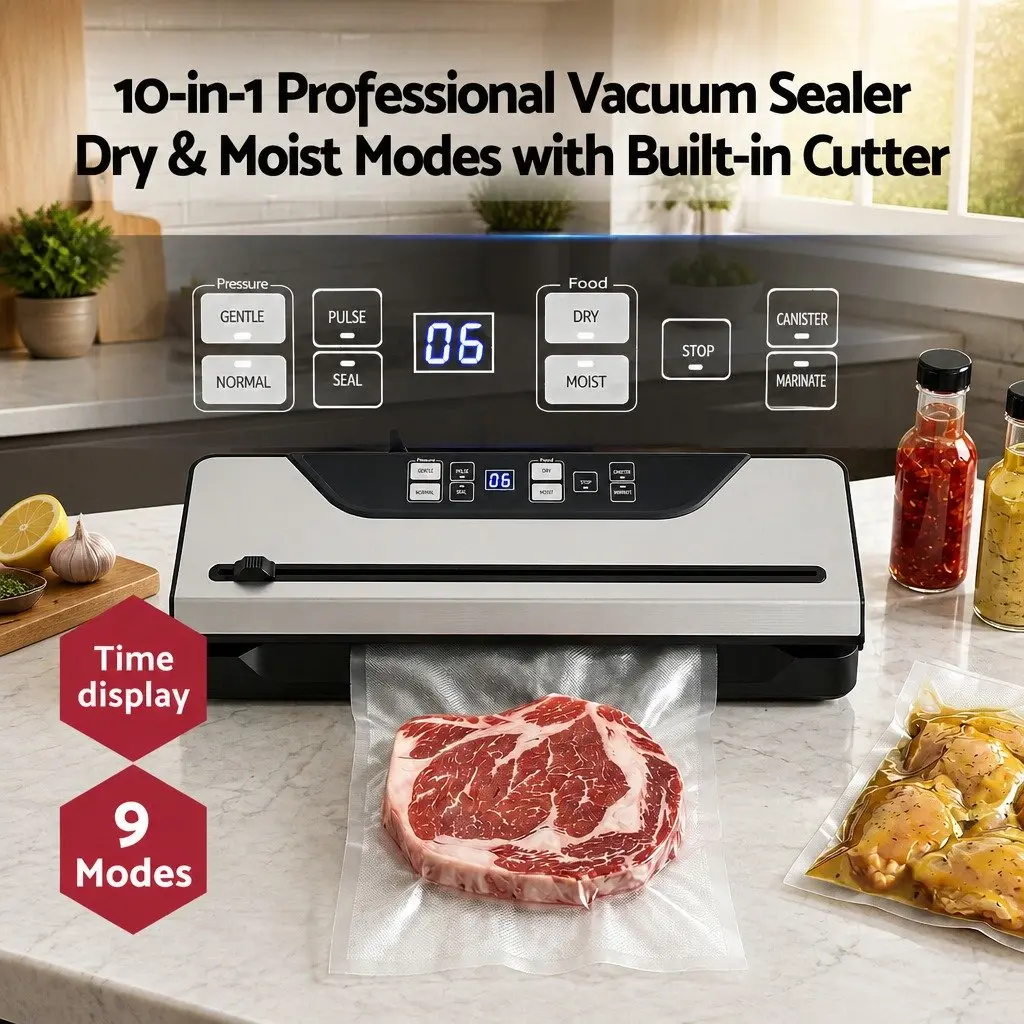 Food Vacuum Sealer Machine Engineering Plastic Metal 39cm Black