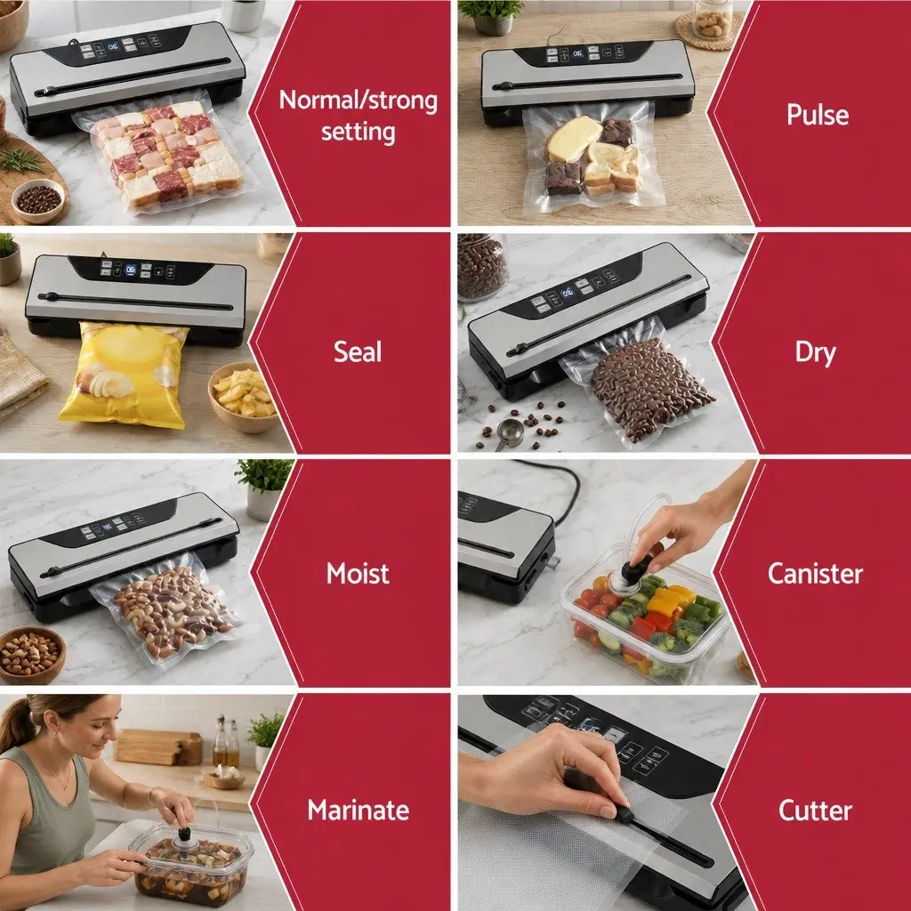 Food Vacuum Sealer Machine Engineering Plastic Metal 39cm Black