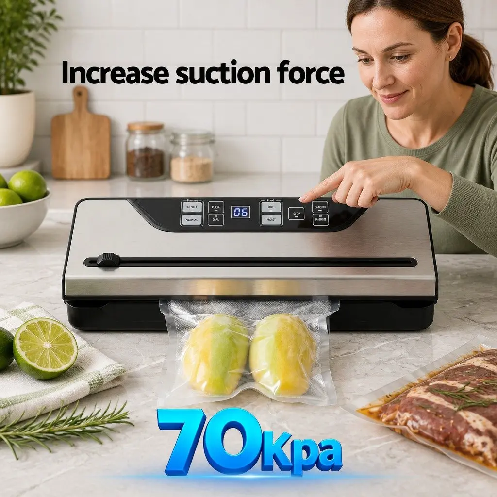 Food Vacuum Sealer Machine Engineering Plastic Metal 39cm Black