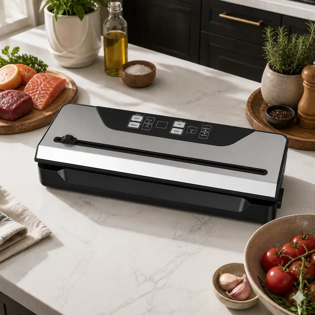 Food Vacuum Sealer Machine Engineering Plastic Metal 39cm Black