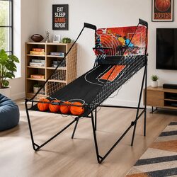 Basketball Arcade Game Electronic Scorer 8 Game Modes Double Shoot Machine Black