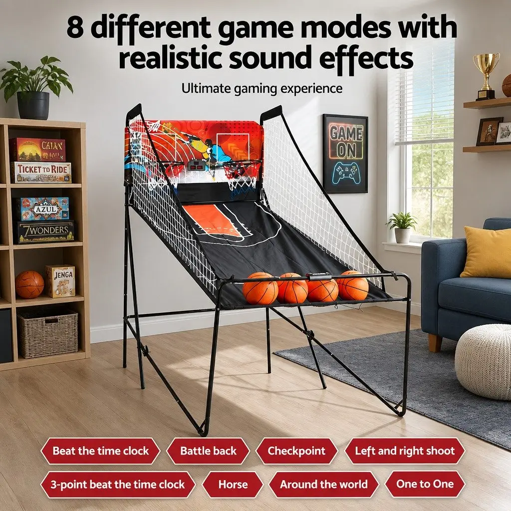 Black Electronic Basketball Arcade Game with 8 Modes