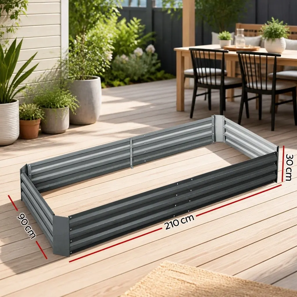 Galvanised Raised Garden Bed 210x90cm