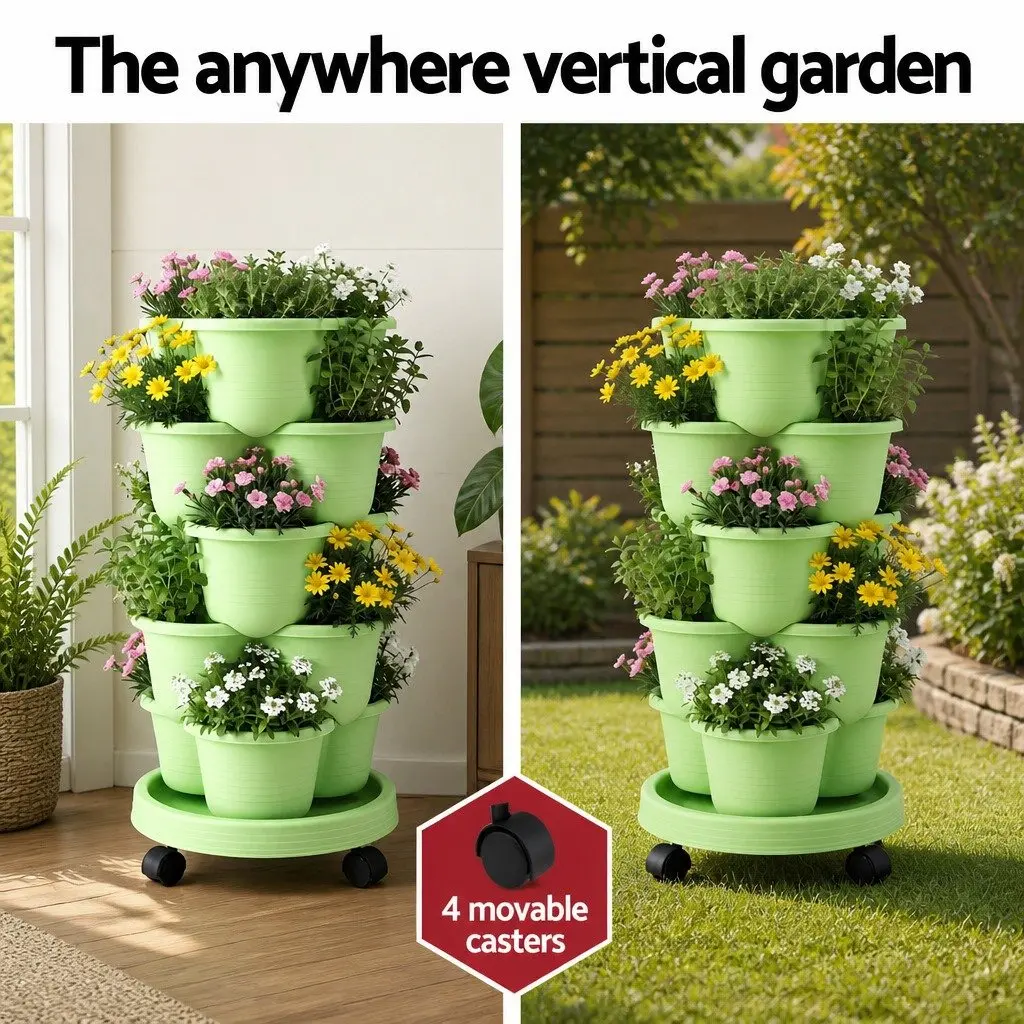 5-Tier Vertical Garden Planter PP Light Green 75cm