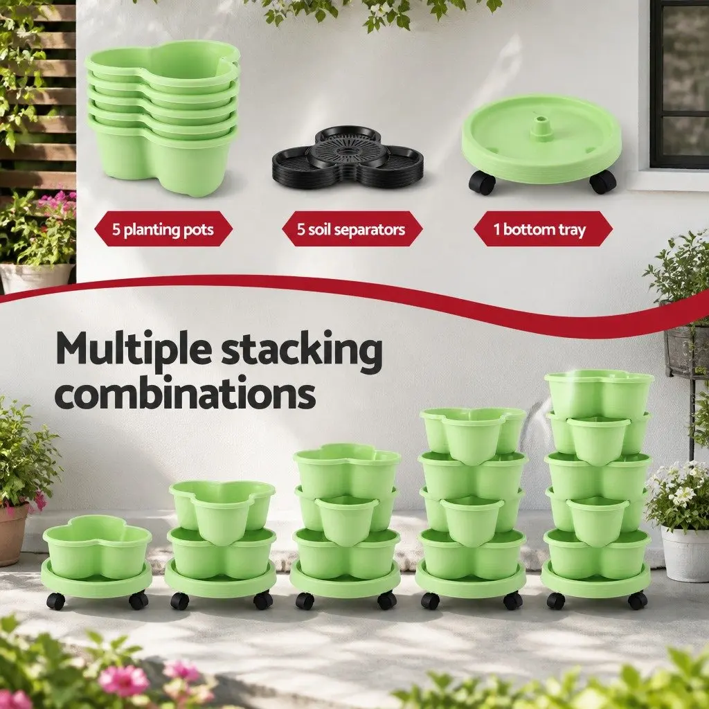 5-Tier Vertical Garden Planter PP Light Green 75cm