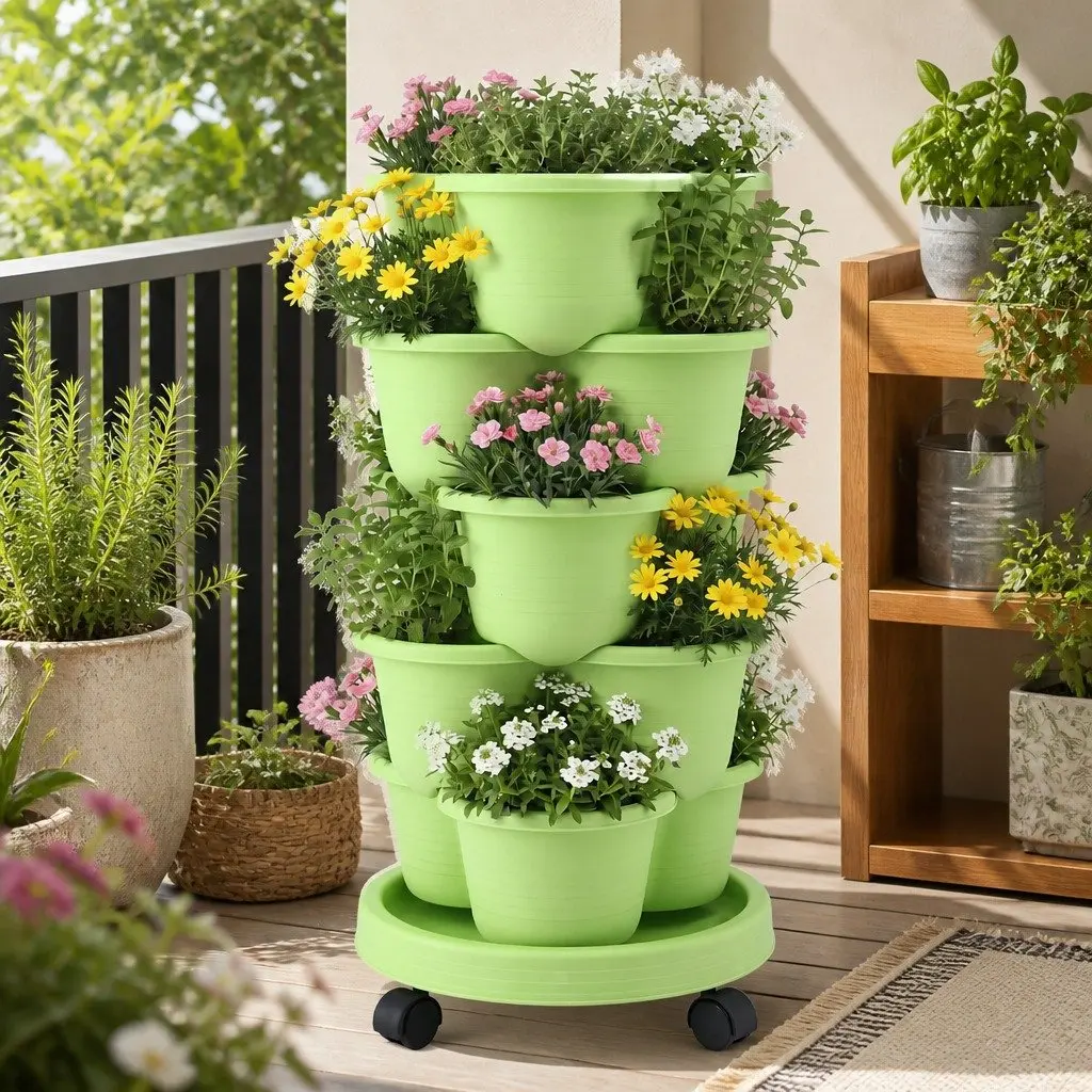 5-Tier Vertical Garden Planter PP Light Green 75cm