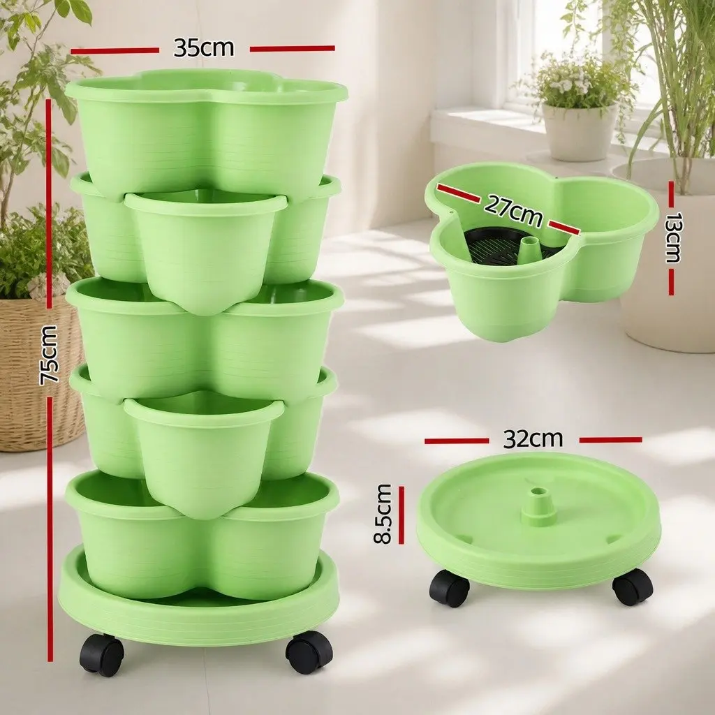 5-Tier Vertical Garden Planter PP Light Green 75cm