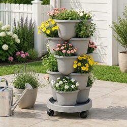 Premium 5 Tier Vertical Garden Planter with Wheels