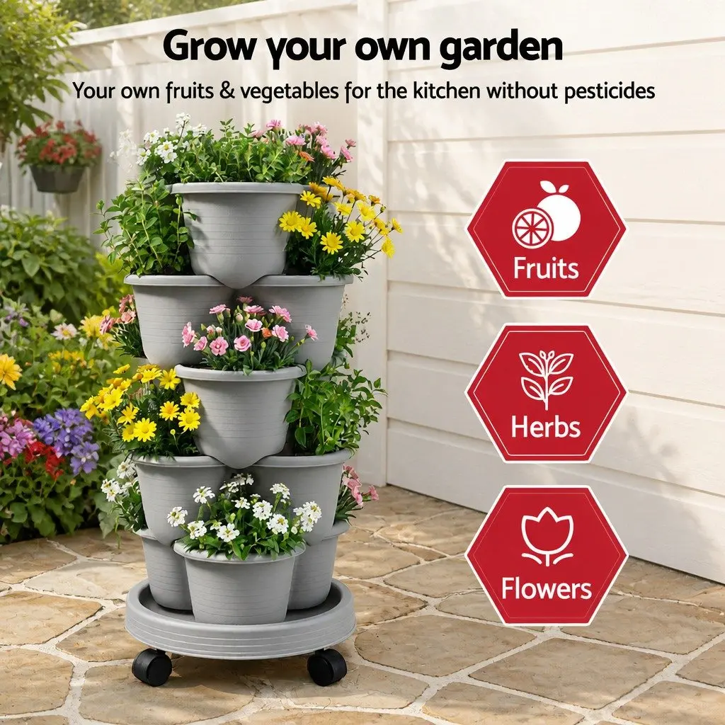 5 Tier Vertical Garden Planter with Wheels
