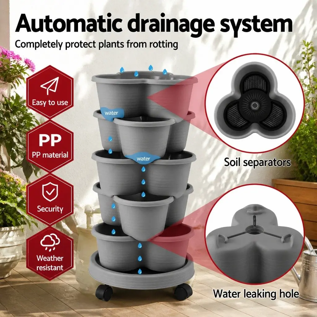 5 Tier Vertical Garden Planter with Wheels