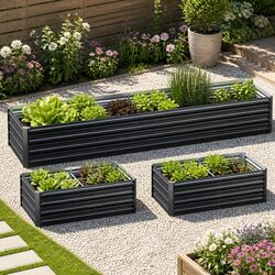 Durable 2-in-1 Galvanised Raised Garden Bed 45cm High