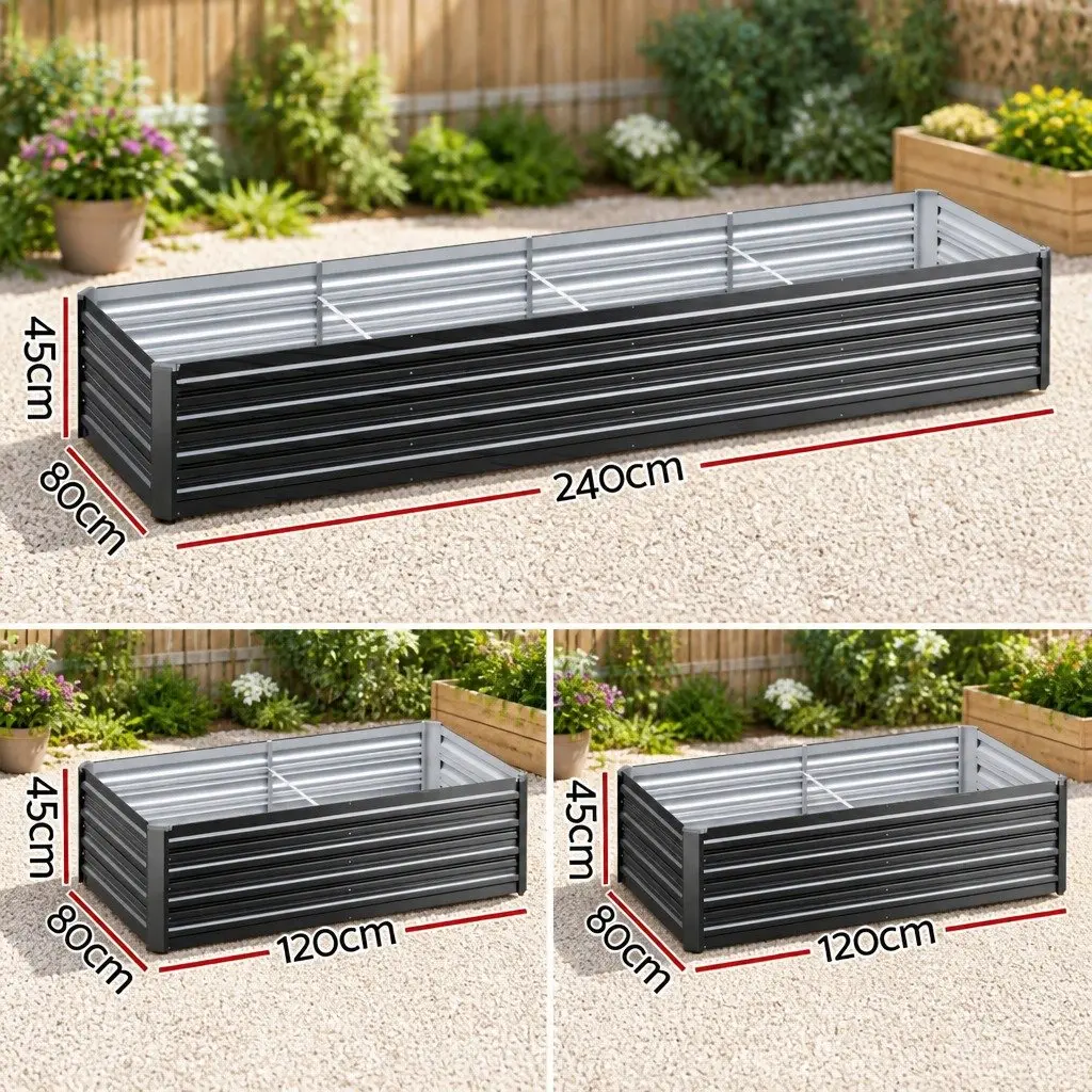 2-in-1 Galvanised Raised Garden Bed 45cm High