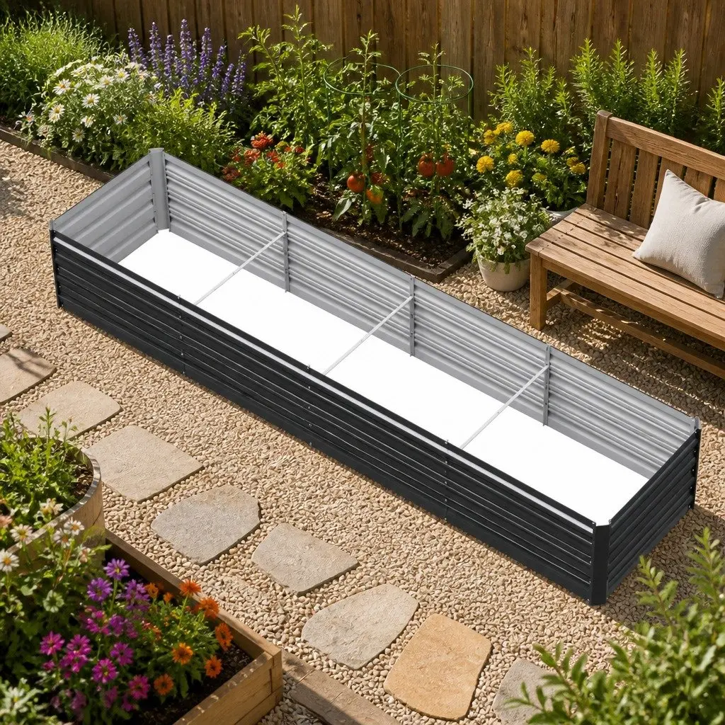 Galvanised Steel Raised Garden Bed 2-in-1 Kit