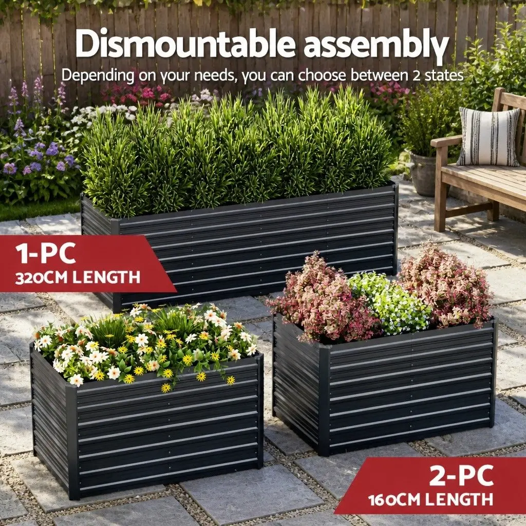 Galvanised Steel Raised Garden Bed 2-in-1 Kit