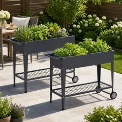 Raised Garden Bed x2 Elevated Planter Box 100x40x80cm Mobile Container Herb