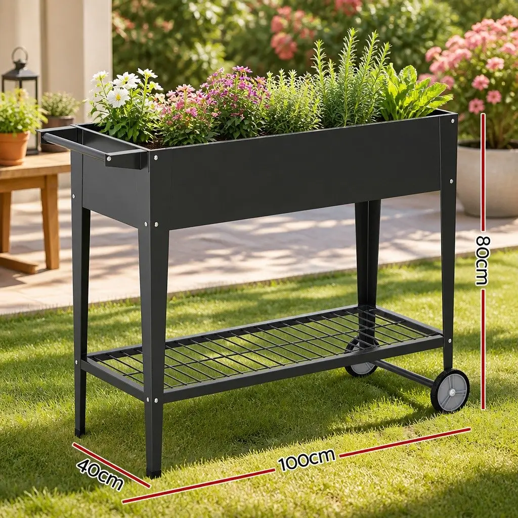 Raised Garden Bed Galvanized Steel 100x40x80cm Aluminium Grey