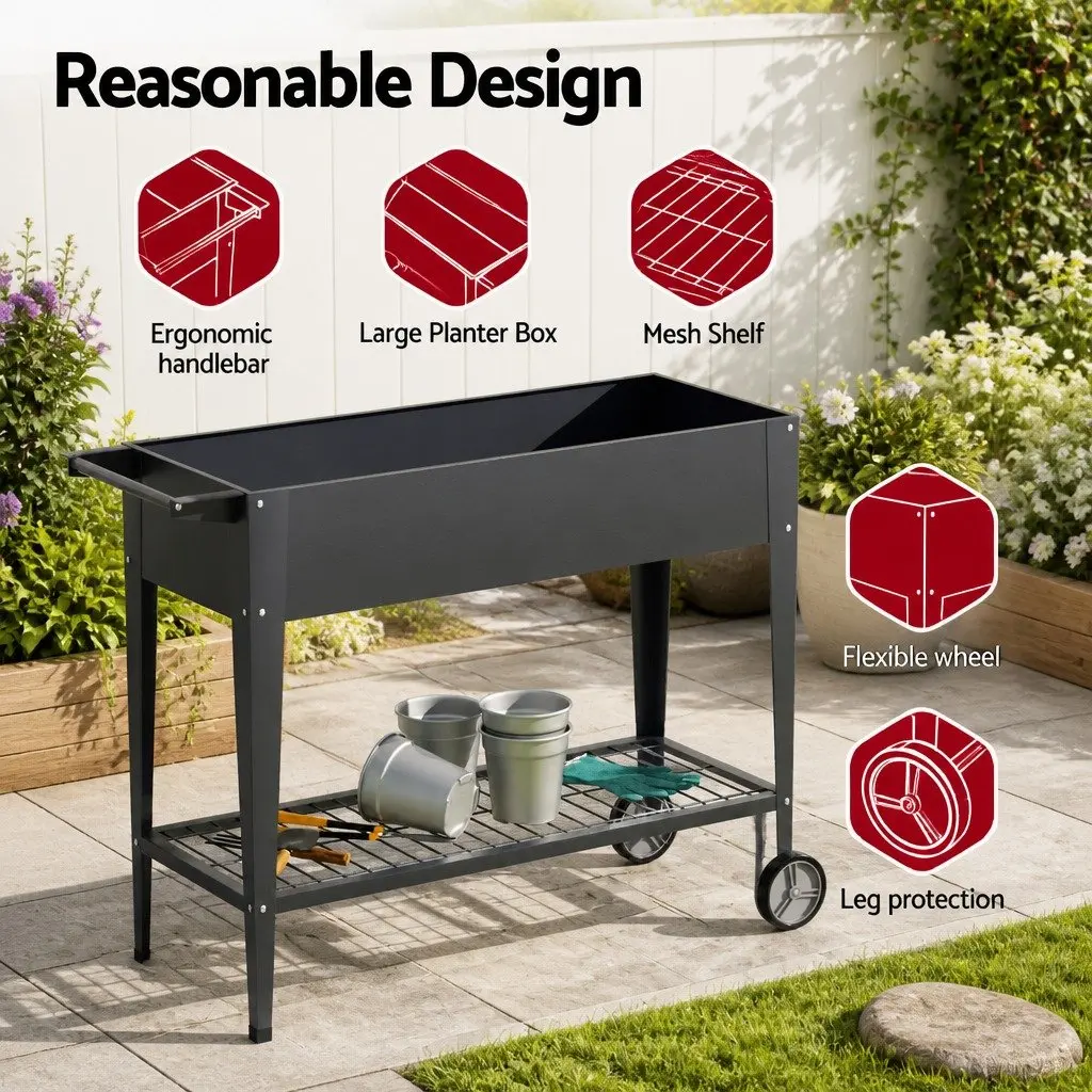 Raised Garden Bed Galvanized Steel 100x40x80cm Aluminium Grey