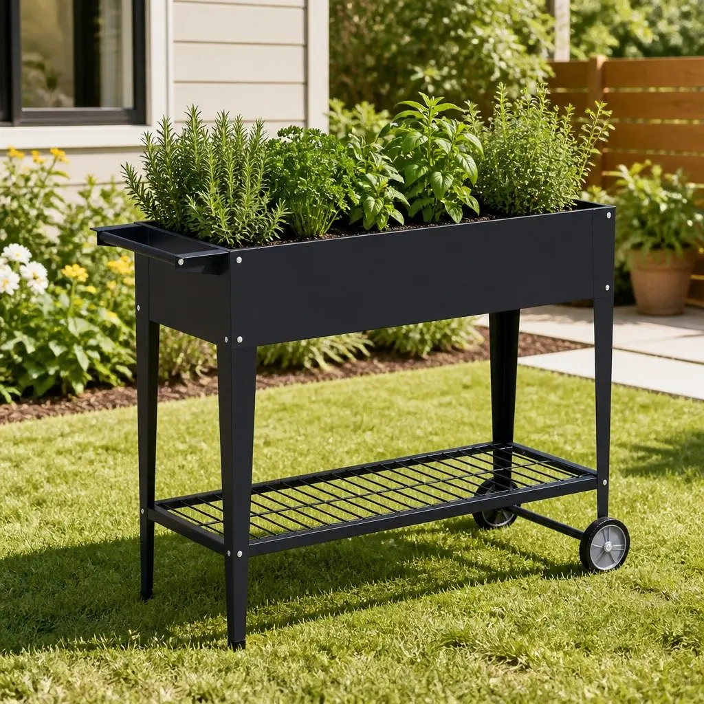 Raised Garden Bed Galvanized Steel 100x40x80cm Aluminium Grey
