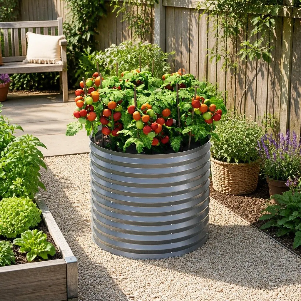 Raised Garden Bed Galvanized Steel 80x68cm Aluminium Grey