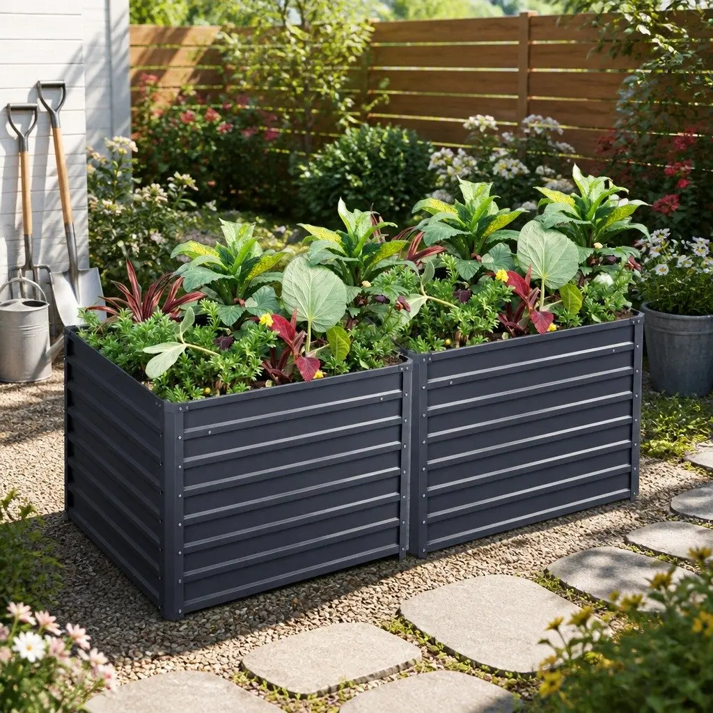 100x100x77cm Galvanised Steel Raised Garden Bed