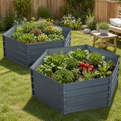 Durable Galvanised Steel Raised Garden Bed Set 130x130x46cm