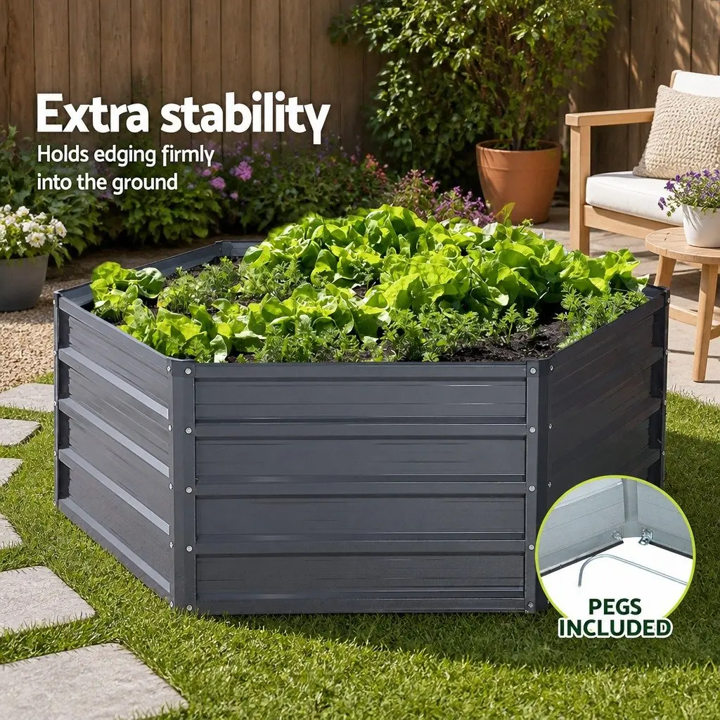 Galvanised Steel Raised Garden Bed Set 130x130x46cm