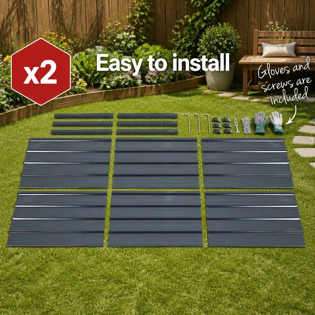 Galvanised Steel Raised Garden Bed Set 130x130x46cm