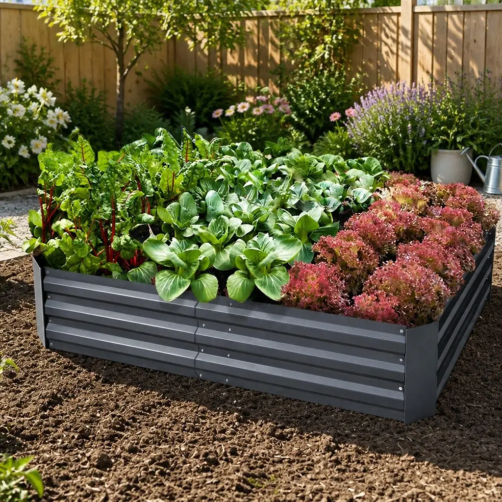 Raised Garden Bed Galvanised Steel 150x90cm Aluminium Grey