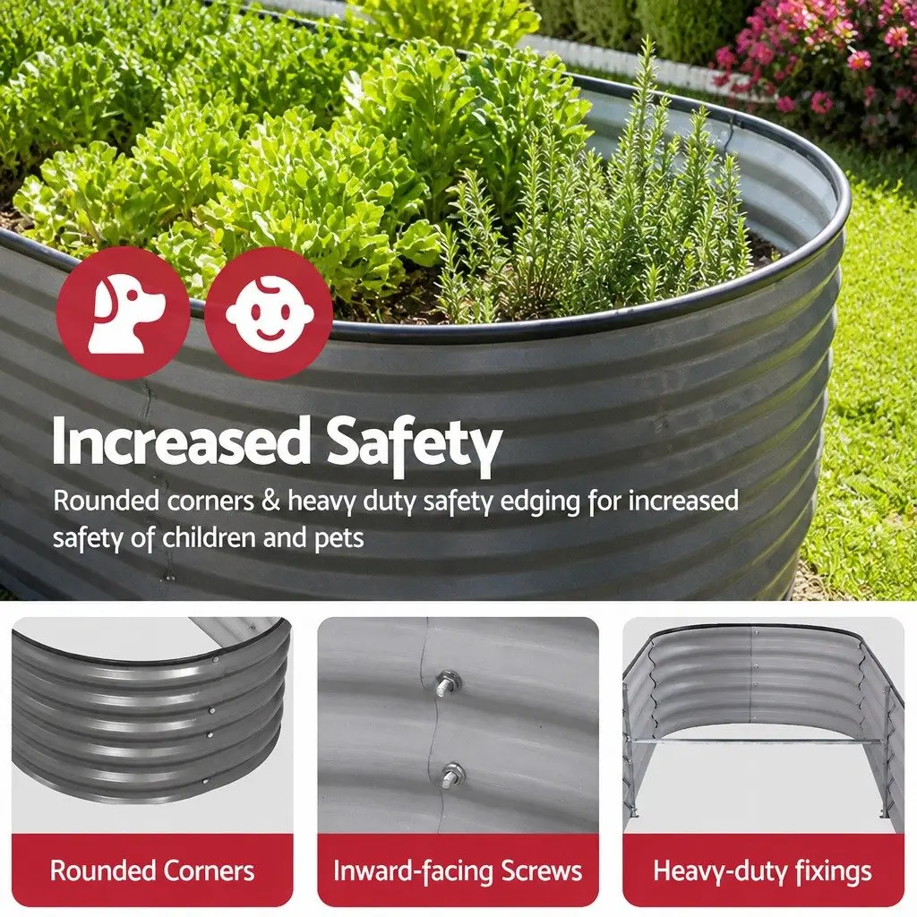 Raised Garden Bed Kit Galvanized Steel 160x80x42cm Aluminium Grey 3 Piece