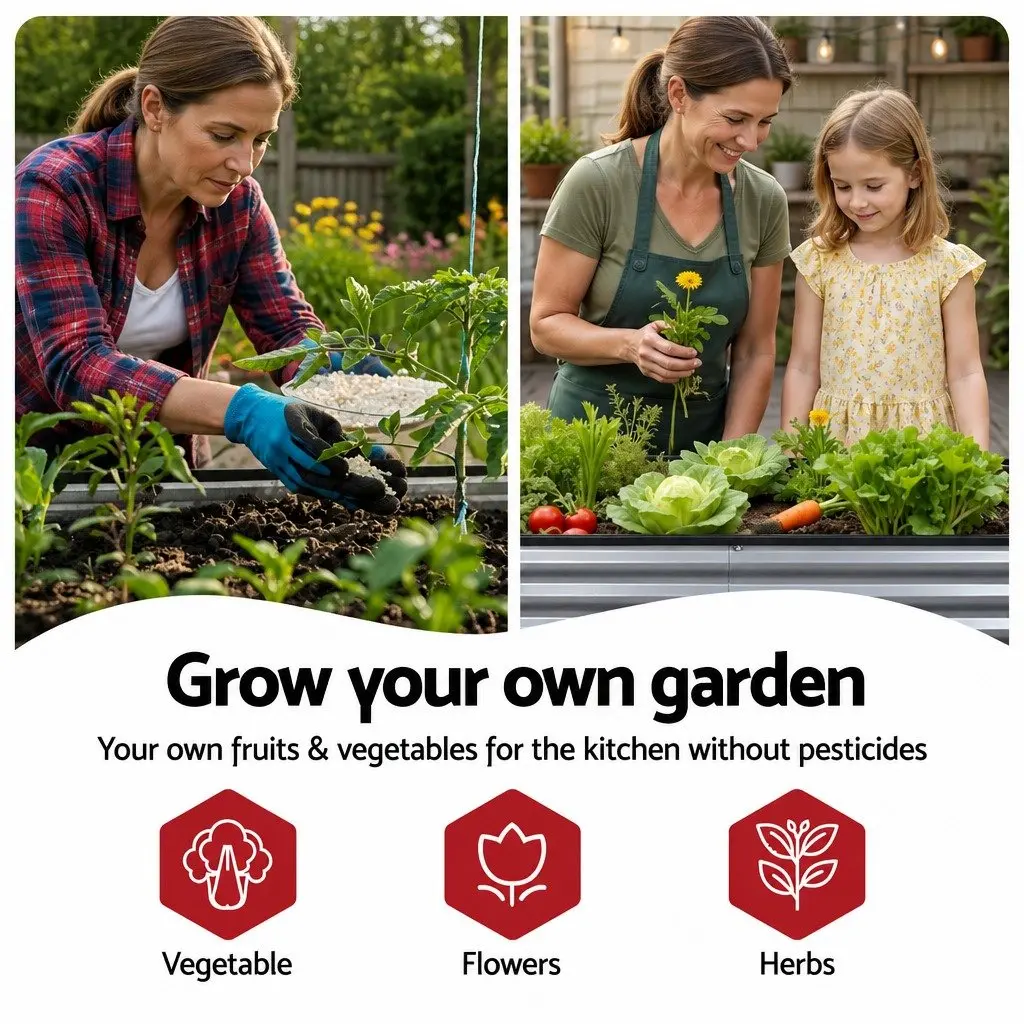 Raised Garden Bed Kit Galvanized Steel 160x80x42cm Aluminium Grey 3 Piece